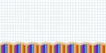 Vector rectangle down line border made of colorful wooden pencils on graphing paper Royalty Free Stock Photo