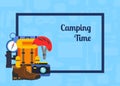 Vector pile of flat style camping elements background illustration Royalty Free Stock Photo