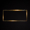 Vector rectangle frame. Shining banner. on black transparent background. Vector illustration