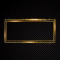 Vector rectangle frame. Shining banner. Isolated on black transparent background. Vector illustration