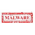 Simple Vector, Rectangle Red Grunge Rubber Stamp, Malware or illegal software, Isolated on white