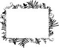 vector rectangle template white blank with plants around. blank rectangle for text with doodle twigs with leaves with Royalty Free Stock Photo