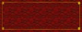 Vector Rectangular Long Oriental Frame on Red Traditional Pattern, Blank Banner Template.