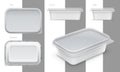 Vector rectangular plastic container with foil and transparent lid