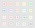 Vector Rectangular Points Numbers From One To Twenty Royalty Free Stock Photo