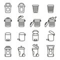 Vector recycle bin trash and garbage icons set with white background. Royalty Free Stock Photo