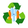 Vector recycle flat icon. inside plastic bottles Royalty Free Stock Photo