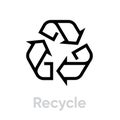 Vector Recycle Symbol icon editable line. Illustration Royalty Free Stock Photo