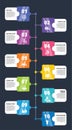 Infographic Recycling template. Icons in different colors. Include Recycling, Trash Container, Burnable Trash, Oversized