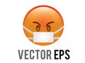 Vector red angry, upset, disappointed face icon with mask