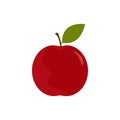 Vector red apple icon with leaf Royalty Free Stock Photo