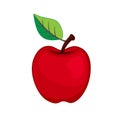 Vector Red Apple with Leaf icon on white background Royalty Free Stock Photo