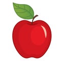 Vector Red Apple with Leaf Royalty Free Stock Photo