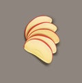 Vector red apple slices isolated