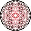 Vector red arabic national round ornament.