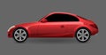 Vector red automobile coupe profile side view. Luxury modern sedan transport auto car. Side view car design illustration