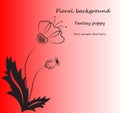 Vector red background with fantasy poppy. Royalty Free Stock Photo