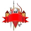 Vector Red Banner with Knight Armor