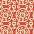 Vector red and beige seamless pattern. Vintage stylish slavic ornament