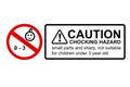 Simple Vector Red Black, Caution Sign, Warning or Caution Hazard not suitable for children under 0 - 3 year old, contain small and