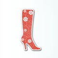 Vector red boot sign for the women`s shoes collection. Royalty Free Stock Photo