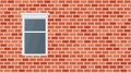 Vector red brick wall background. Old texture urban masonry. Vintage architecture block wallpaper and window. Retro facade room