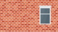 Vector red brick wall background. Old texture urban masonry. Vintage architecture block wallpaper and window. Retro facade room