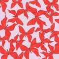 Vector red butterfly surface pattern. Nature pastel insect background. Kids tropical summer illustration. Natural sprin Royalty Free Stock Photo