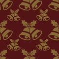 Vector red christmas jingle bell seamless pattern