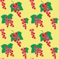 Vector red currant background in blurred style, seamless pattern