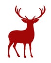 Vector red deer reindeer silhouette Royalty Free Stock Photo