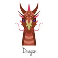 Vector red dragon face isolated. Animal of Chinese zodiac symbol