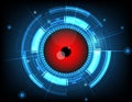 Vector red eyeball future technology on blue background. Royalty Free Stock Photo