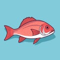 Vector of a red fish on a blue background with a simple and minimalist design Royalty Free Stock Photo