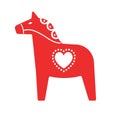 Vector red flat Scandinavian Swedish dala horse