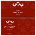 Vector Red Floral 3d Background. Template for Christmas or Invitation Cards Royalty Free Stock Photo