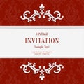 Vector Red Floral 3d Christmas Invitation Cards Background Royalty Free Stock Photo