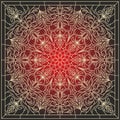 Vector red floral square ornament. Patterns of the peoples of Europe.