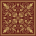 Vector red floral square ornament. Patterns of the peoples of Europe.