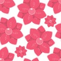 vector red flower, pattern of a summer plant on a white background, element for fabric and print, floral print