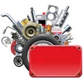 Vector Red Frame with Car Parts Royalty Free Stock Photo