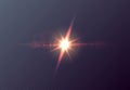 Vector red front sun lens flare transparent special light effect. Abstract in motion flare blur glow glare. Isolated transparent