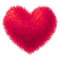 Vector red fur heart isolated on white background Royalty Free Stock Photo