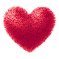 Vector red fur heart isolated on white background Royalty Free Stock Photo