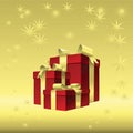 vector Red gift box with gold ribbon bow Royalty Free Stock Photo