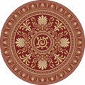 Vector red and gold colored round ornament of ancient Greece Royalty Free Stock Photo