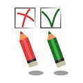 Vector Red and Green Pencil, wrong and right choice