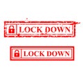 Simple Vector Red Grunge Rubber Stamp, Lock Down, Isolated on White Royalty Free Stock Photo
