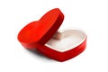 Vector red heart box for Valentines day or special day in love concept. Open empty red gift box with a red heart shape