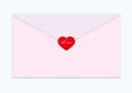 Vector red heart with envelope pink